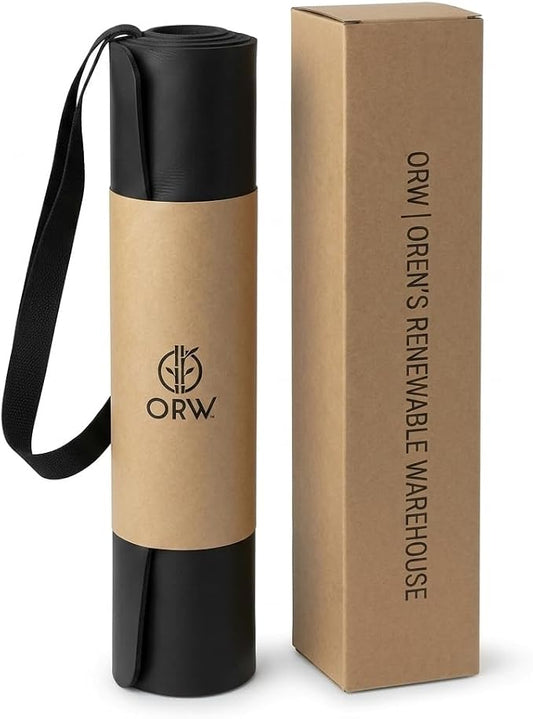 ORW Non Slip Hot Yoga Mat with Carrying Strap - Grip Surface & Natural Rubber Base, REACH Tested, Home & Studio Practice