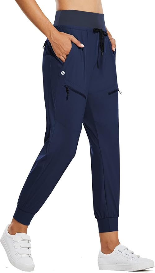 baleaf Womens Lightweight Hiking Pants Water Resistant Quick Dry Joggers with 5 Zipper Pockets UPF 50+ for Travel Hiking