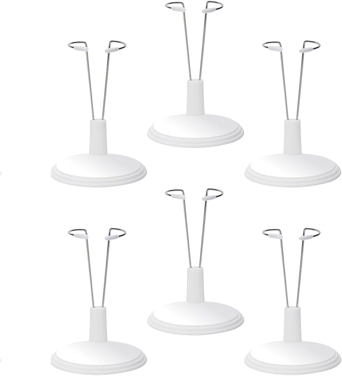 6 Pack Doll Stands, White Adjustable Display Holder for 4" to 8" Dolls, Action Figure Stand Compatible for Labubu Display, Accessories for Labubu