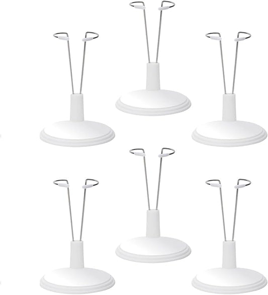 6 Pack Doll Stands, White Adjustable Display Holder for 4" to 8" Dolls, Action Figure Stand Compatible for Labubu Display, Accessories for Labubu