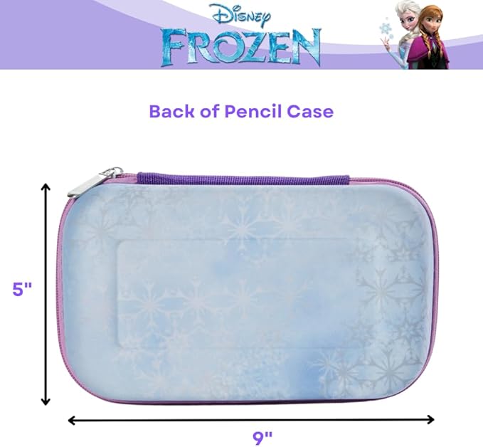 Innovative Designs Frozen Pencil Case Set with Stickers and Gel Pens for Kids, Molded with Zip Closure, Purple
