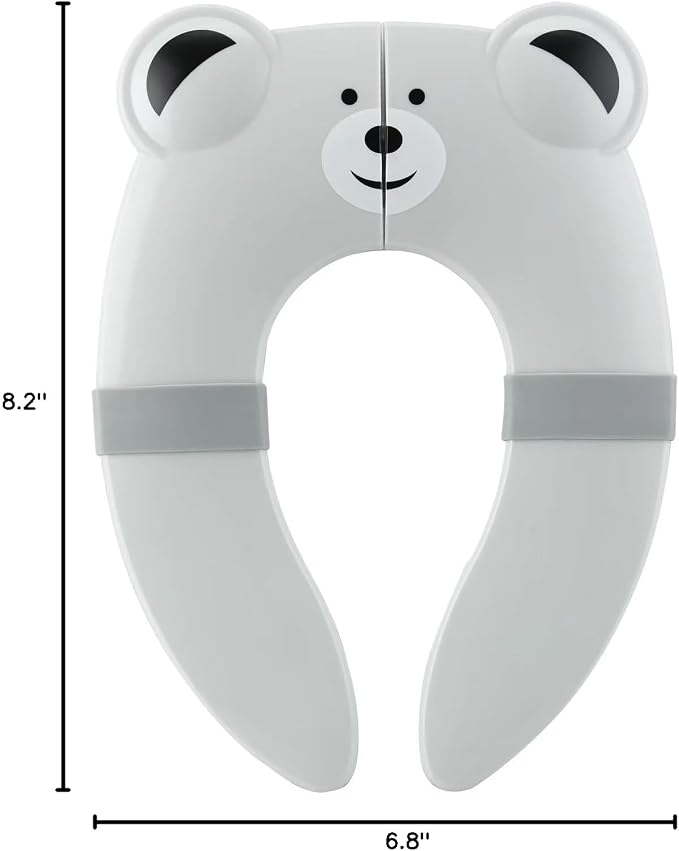 PandaEar Toilet Seat Cover | Folding Travel Toilet Seat for Children and Potty Training | Portable Silicone Toilet Seat for Toddlers, Boys & Girls with Non-Slip Silicone Pads -Grey Bear