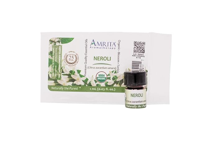 Organic Neroli Essential Oil - Citrus aurantium amara - 100% Pure Undiluted & Therapeutic Grade, Premium Quality Aromatherapy oils, Tested & Verified - 1ML : AMRITA Aromatherapy