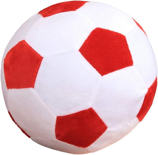 Plush Soccer Balls - Fluffy Stuffed Toy Soccer Ball Plush Pillow Soft Durable Stuff Soccerball Gift for Kids Boy Baby (Red - White,7.8inch/20cm)