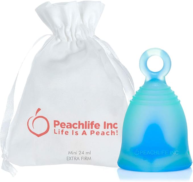 Peachlife Mini Ring Menstrual Cup – Small, Extra Firm | Reusable Silicone Tampon & Pad Alternative with Loop Pull Stem for Easy Removal | Leak-Proof Period Protection with Peachcup