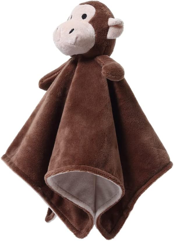CREVENT Cozy Plush Baby Security Blanket Loveys for Baby Boys with Animal Face, Baby Shower/Birthday Gifts for Newborns Infant Toddler (Brown Monkey)
