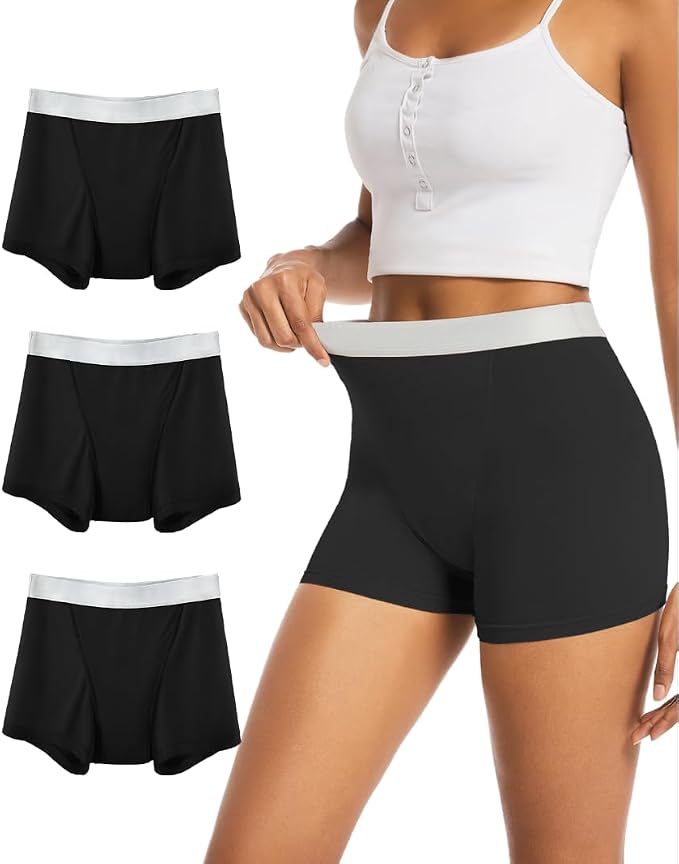 TIICHOO Period Underwear for Women Heavy Flow High Waist Leakproof Panties Sleep Shorts for Menstrual Postpartum 1 Pack