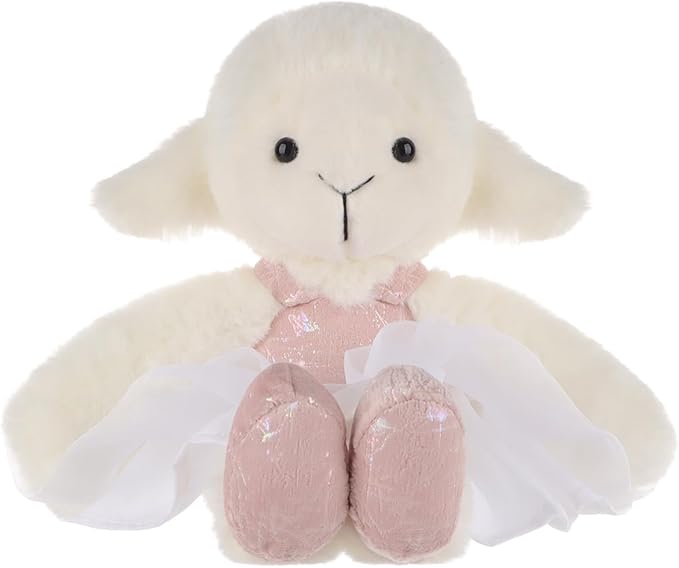 Apricot Lamb Ballet Lamb Plush Stuffed Animals for Kids, Soft Cute Sheep Plush Toys for Baby Girl and Boy, Fluffy Ballet Lamb White 6.7 Inches