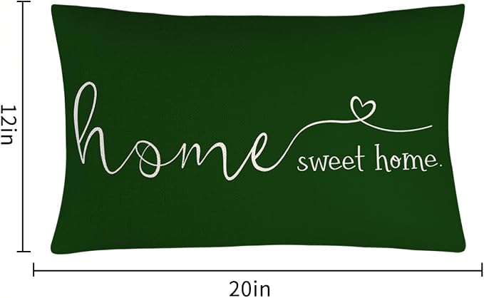 Home Sweet Home Quotes Farmhouse Pillow Covers 12x20 Inch,Lumbar Decorative Throw Pillow Case Cushion Cover,Housewarming Gift,Green