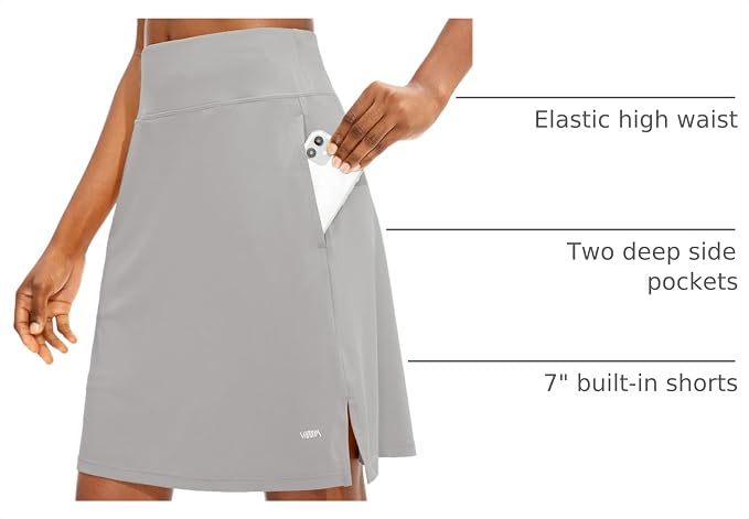 Women's 20" Knee Length Skorts Skirts UPF50+ Athletic Tennis Golf Skirt for Women Casual Summer Skirts