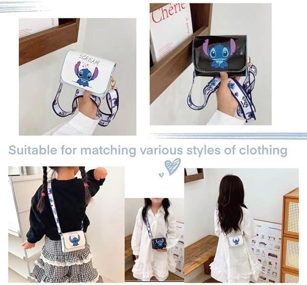 For Stitch Crossbody Bags for Women Teenagers Girls Purse Shoulder Bag for Shopping Vacation Stitch Gifts for Girls (black)