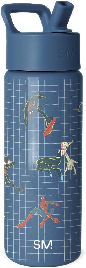 Simple Modern Kids Summit Water Bottle with Straw Lid | Marvel 18oz Stainless Steel Cup Insulated Tumbler for Toddlers, Boys, School | Spiderman Friends