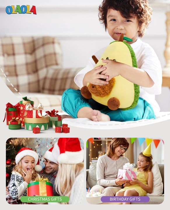 OLAOLA Cute Avocado Plush Toys Bear Stuffed Animals, 11.8 Inch Soft Avocado Food Plushie Pillow Doll for Kids Adults