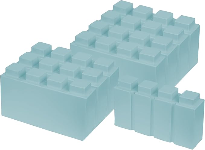 EverBlock 12' x 3' Line Half Plastic Modular Block Bulk Pack | Giant Building Blocks | Easy to Connect & Reuse | Indoor & Outdoor Use | Build Displays & Structures | Light Blue