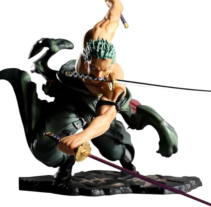 Roronoa Zoro Action Figure, Three Swords Zoro Anime Character Statue 7 inch PVC Collection Model Doll Toy Gift for Girls and Boys