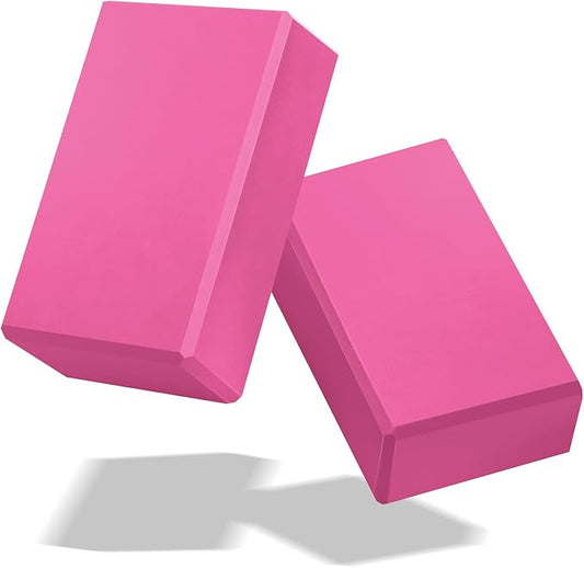 Yoga Blocks 2 Pack 3x6x9IN Foam Block Supportive Latex-Free with Stretch Band, Non-Slip Exercise Blocks for Pilates, Meditation, Balance, Stretching and Deep Poses