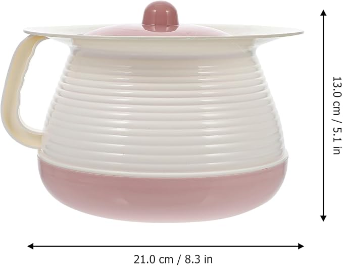 POPETPOP Thickened Elder Chamber Pot 8.26In Plastic with Lid & Handle – Odor-Locking Bedside Urinal for Elderly & Kids – Drop-Resistant for Home, Travel