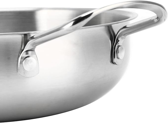 Korean Ramen Pot, 8.7 inch Stainless Steel Ramen Cooking Pot for Stove Top and Induction Cooktops, Lightweight Saucepan with Double Handles for Soup Noodle Pasta (22cm)