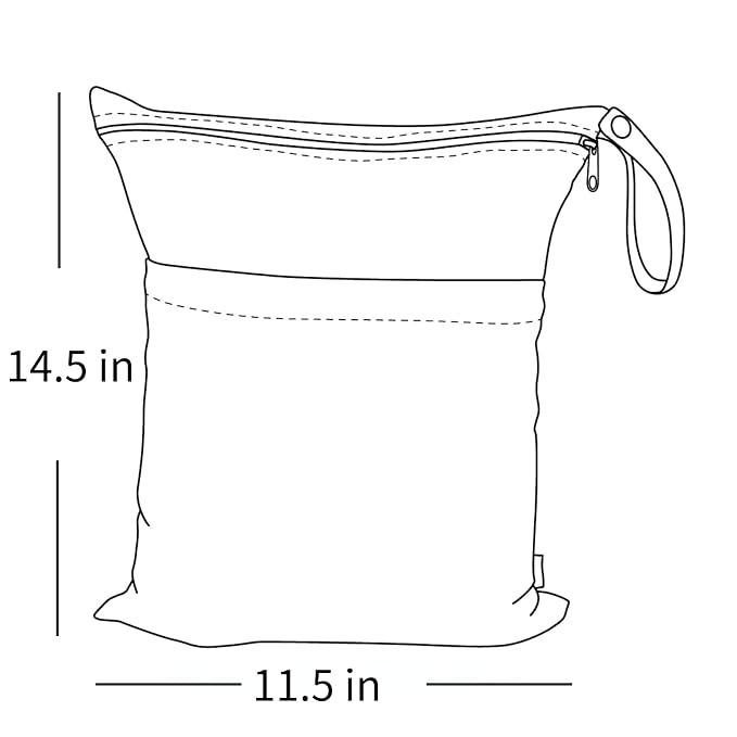 ALVABABY 2pcs Cloth Diaper Wet Dry Bags Waterproof Reusable with Two Zippered Pockets Travel Beach Pool Daycare Soiled Baby Items Yoga Gym Bag for Swimsuits or Wet Clothes 2LM13