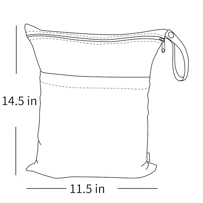 ALVA ALVABABY 3pcs Baby Cloth Diaper Wet/Dry Bags|Waterproof Reusable with Two Pockets|Travel, Beach, Pool, Daycare, Soiled Baby Items,Yoga,Gym Bag for Swimsuits or Wet Clothes 3L-ZM09