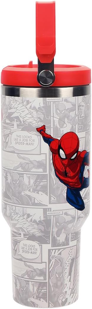Bioworld Spider-Man Web Swinging Poses White 40 Oz Stainless Steel Water Bottle