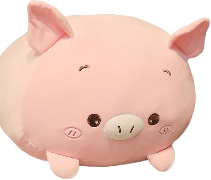 ELAINREN Giant Fluffy Pig Plush Body Pillow Soft Pink Pig Stuffed Animal Toy Cuddle Pigglet Plushie Cushion Decor Gifts for Xmas/23.6''