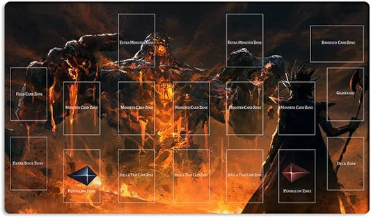 New Mlikemat Playmat Lava Golem Yami Marik TCG CCG OCG Trading Card Game Mat with Zones + Free Bag (ZD039-434-A)