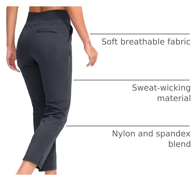 YYV Women's Golf Pants High Waist Stretch Ankle Pants with Pockets | Work Ankle Pants, Dress Pants with 4 Pockets, For Yoga Business Travel Casual