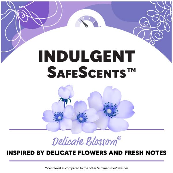 Summer's Eve Delicate Blossom Feminine Cleansing Wash, Daily Intimate Wash, Removes Odor, pH Balanced, Gentle for Sensitive Skin, 15 Ounce (Pack of 6)