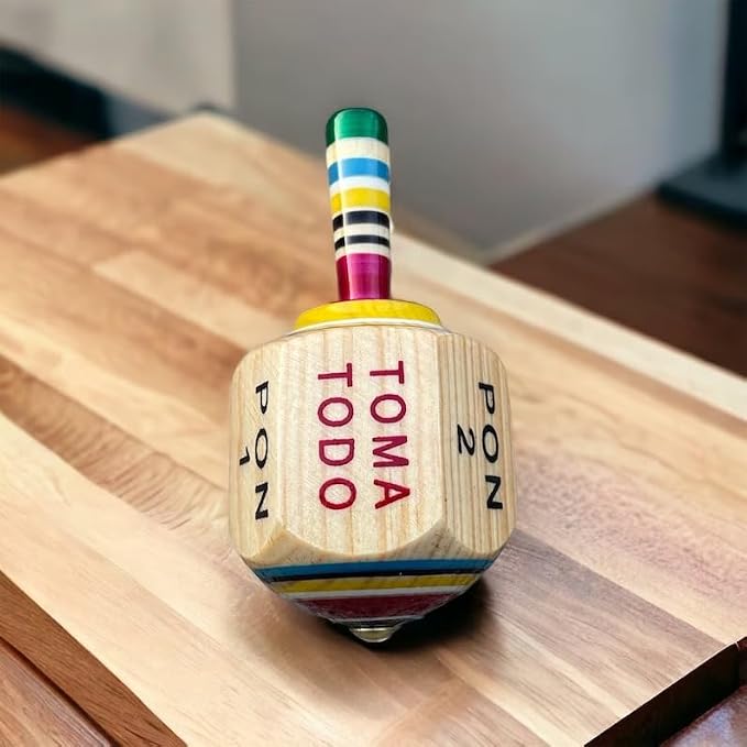 Toma Todo Pirinola – Mexican Spinning Top Drinking Game – Wooden Pirinola for Parties, Cinco de Mayo, Adult Game Night (Small)