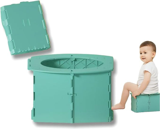 VUFVOID Travel Potty for Kids, Reusable Portable Folding Potty for Toddler, Travel Foldable Toilet for Travel Outdoor Camping, Toddler Potty Seat for Baby Training (Green)