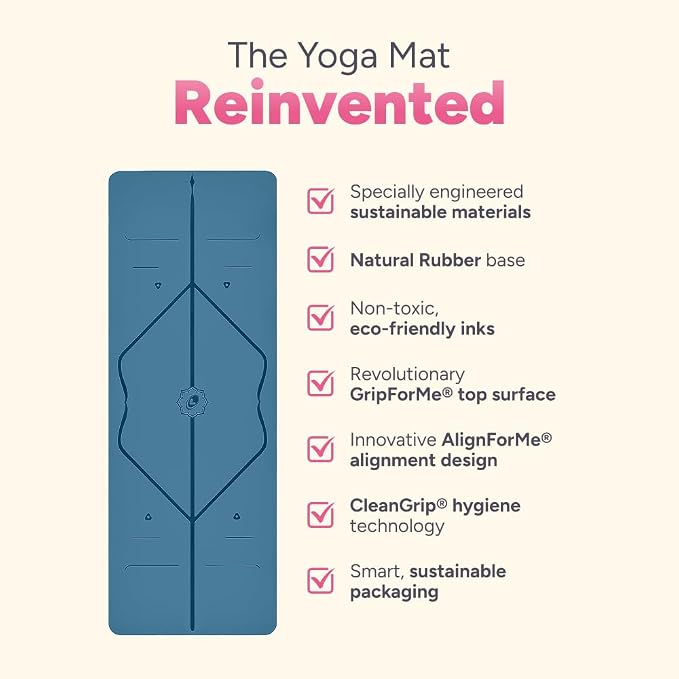 Liforme Travel Yoga mat – Patented Alignment System, Warrior-Like Grip, Non-Slip, Eco-Friendly, Ultra-Lightweight and Sweat Resistant, Made with Natural Rubber