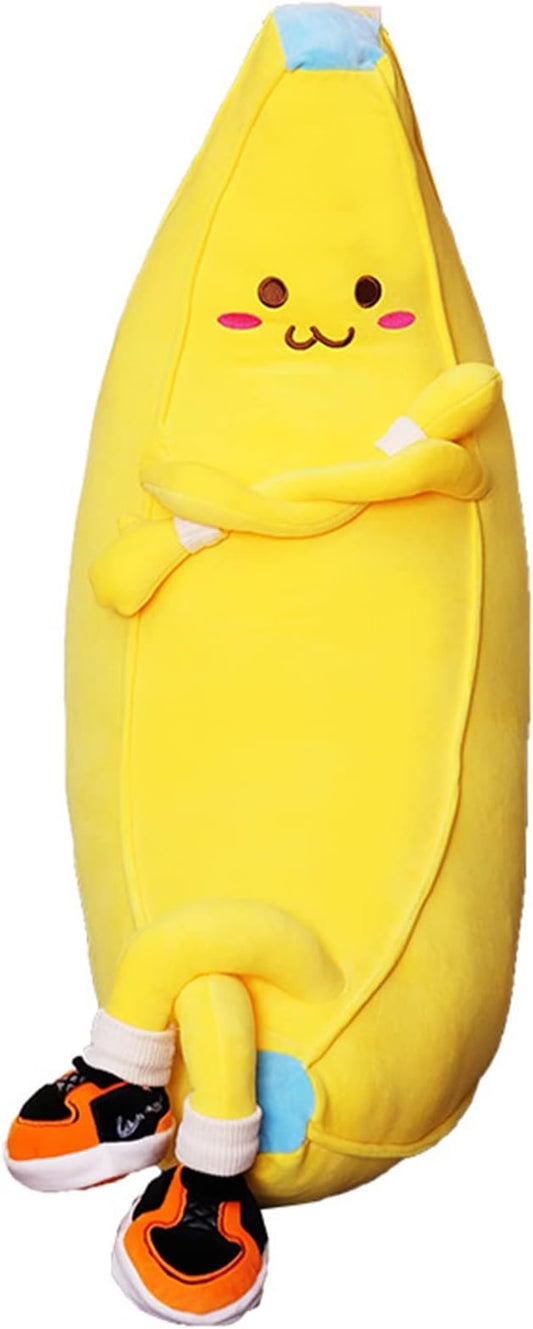 Banana Stuffed Animal Cute Fruit Plushie Hugging Pillow Long Plush Toys Sleeping Doll Gift for Birthday, Valentine, Christmas