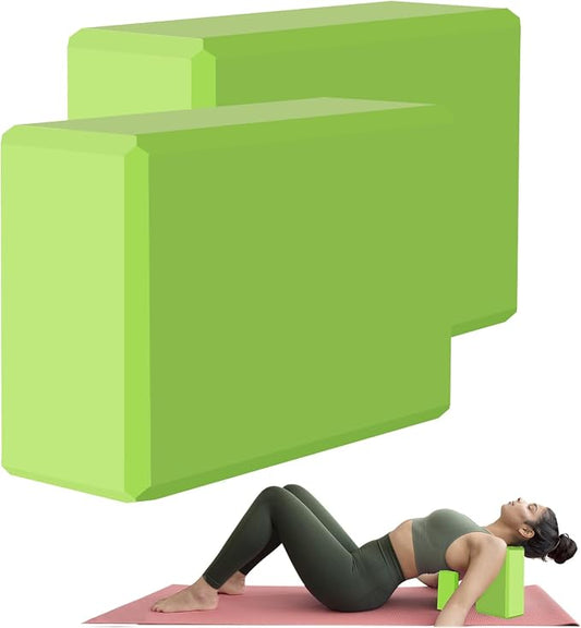 Yoga Block - Supportive Latex-Free Eva Foam - Soft Non-Slip Surface with Beveled Edges for Yoga, Pilates, Meditation - Yoga Accessories for Stability, Balance, Deepen Stretches