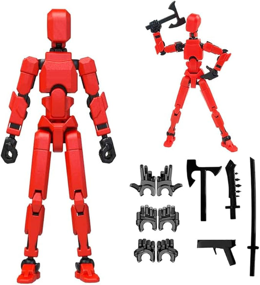 (Assembly Completed) Titan13 Action Figure Set,Upgrade Lucky Robot 13 Action Figures,3D Printed Multi-Jointed Movable,Nova 13 Action Figure for Collectors Desktop Decorations (Assembly Completed-Red)