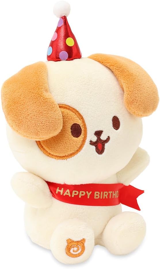 Anirollz Happy Birthday Puppiroll Plush – Soft & Cuddly Stuffed Dog, Cute Collectible Gift for Plush Lovers, 6” Small & Huggable