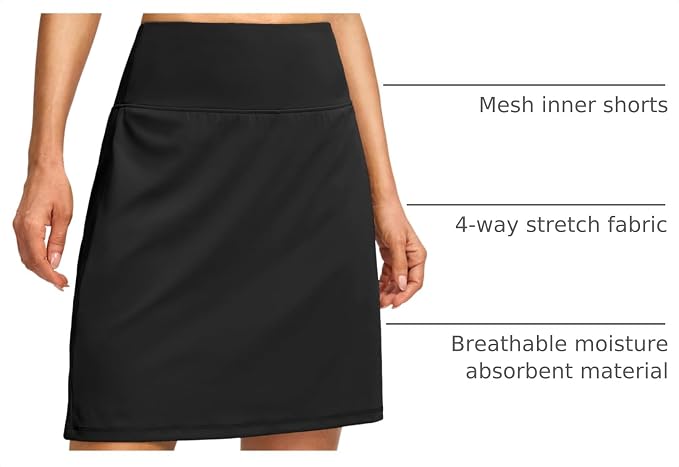 G Gradual 19" Skorts for Woman with Pockets High Waist Golf Skirt | Lightweight, Stretchy, Breathable, Tummy Control, Built-in Shorts, Athletic, Tennis, Pickleball, Casual Summer