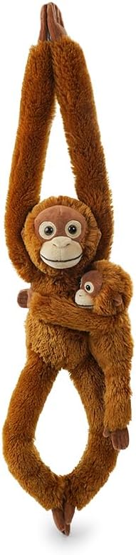 2pcs Orangutans Hanging Stuffed Animal Mother with Baby Hangs Plush Toys, Hooks and Stuffed Animals with Rings for Kids 4-8, Gifts for Boys and Girls（Red）