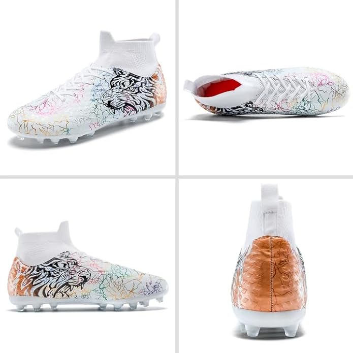 Soccer Cleats Boys Youth Training Football Cleats Athletic Outdoor Girls Soccer Shoes High-top Kids Football Shoes for Little/Big Kid