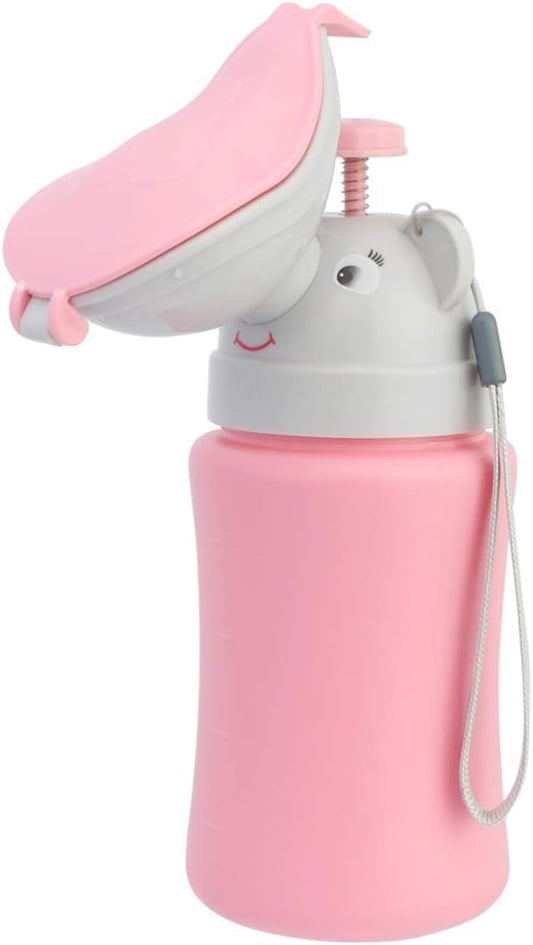 Toddmomy Portable Car Urinal for Girls Kids Travel Pee Bottle Leak-Proof Emergency Potty Training Tool 5.11X3.14X8.66In Cartoon Design