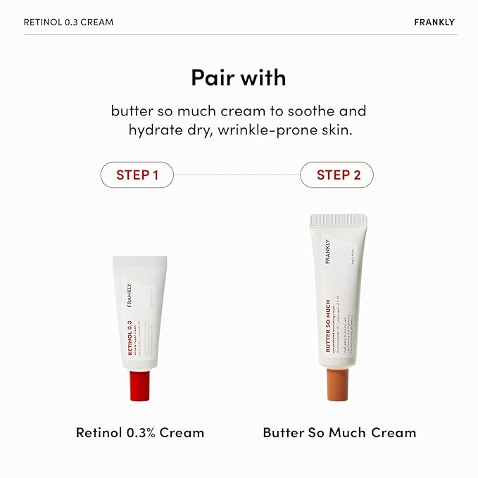 FRANKLY Retinol 0.3% Cream, 0.7 fl oz - Korean Intensive Retinol | Night Cream | Ceramides & Natural Ginseng | Anti-aging, Wrinkles Care, Reduces Congestion and hyperpigmentation | Korean Skin Care