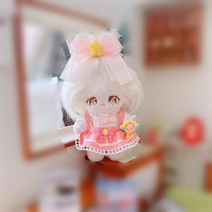 niannyyhouse 10cm-15cm Plush Doll Clothes Headdress White Shirt Suspender Skirt Accessories Doll Dressup