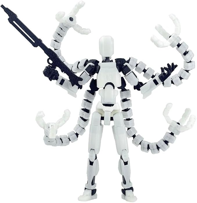 T13 Action Figure, Assembly Completed Dummy 13 Action Figures,T 13 3D Printed Toys - The Premium Action Figures for Sci-Fi Enthusiasts,Four Claws Robot (White - Glows in The Dark, 7.2 Inch)
