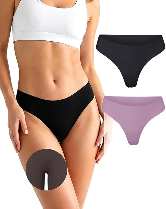 Thongs Seamless Underwear for Women No Show Thong Panty Liners Breathable Sexy Stretch Buttery Soft G-String Panties