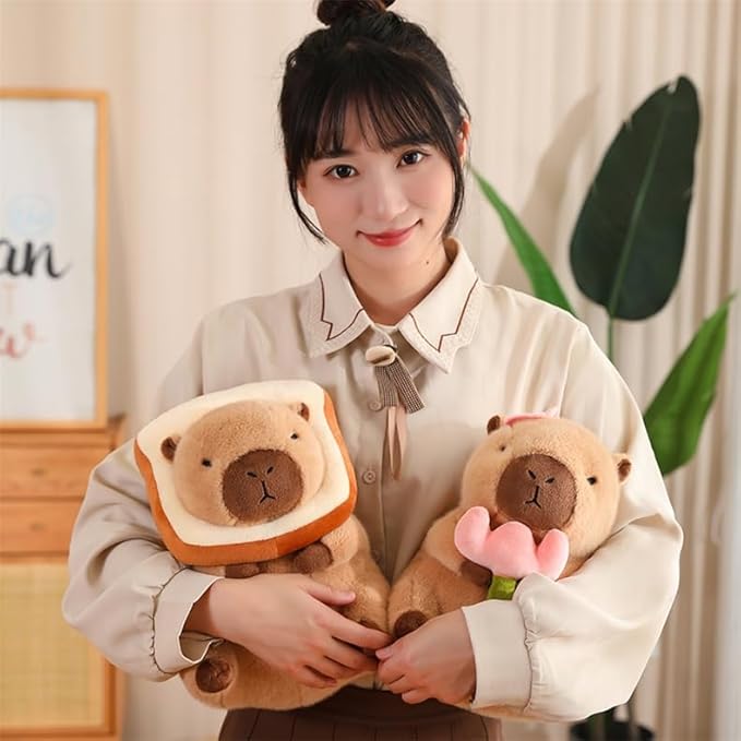 Cute Capybar Plush Doll, Flower capybar Stuffed Aniamls Toys,Capybar Plush Doll Pillow Children's Gift (15.8 Inches).