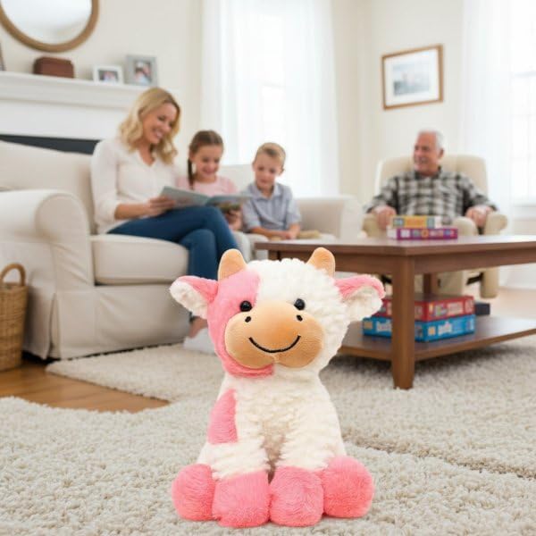 Cow Stuffed Animals Soft Plush Cute Cow Doll for Boys Girls 8in (zuo NIU fense)