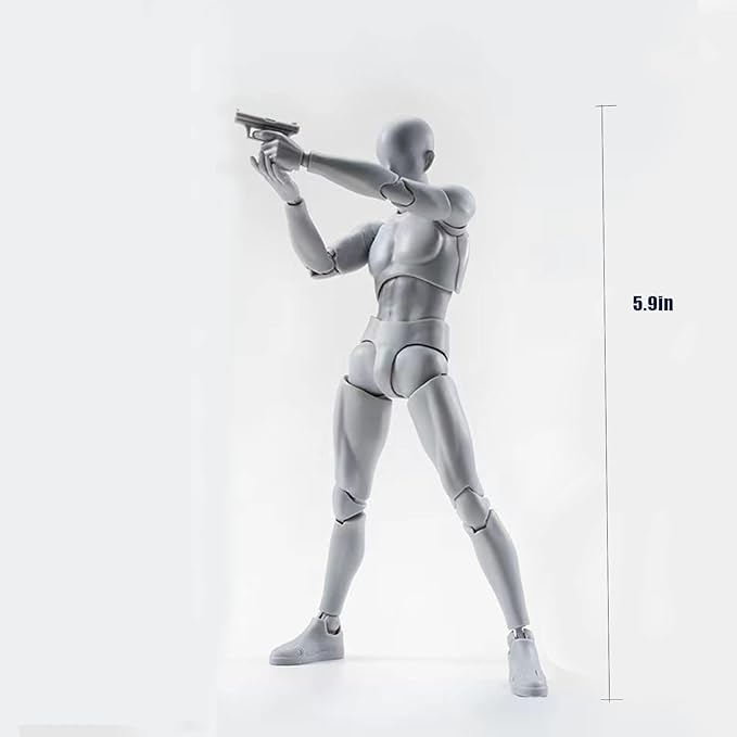 Action Figures PVC Model (Grey Color) with Box Drawing Figure Models for Artists(Male)