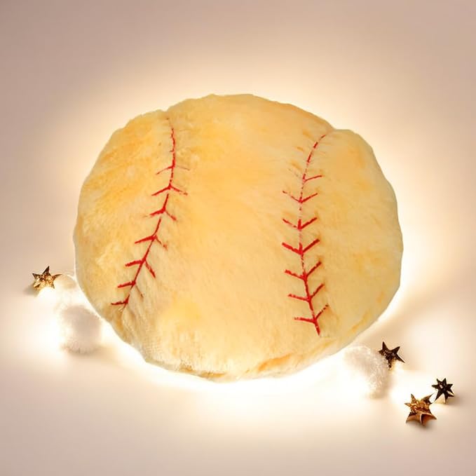 JPORSHU 2PCS Baseball Plush Pillow，Yellow Baseball Pillow Soft Fluffy Football Stuffed Plushies Toy ，Toys Gift for Kids Boy Girls Children Room Decoration