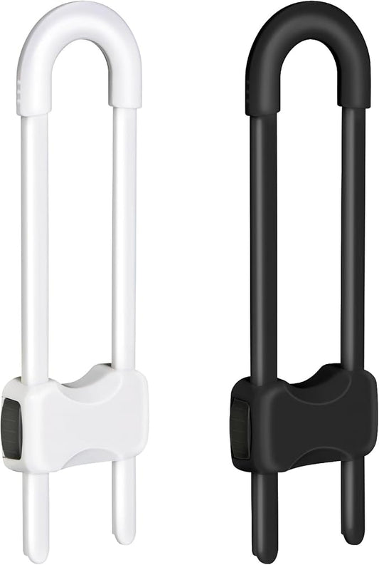 Baby Proofing Cabinets,Cabinet Locks for Babies,2 Pack U-Shaped Child Locks for Cabinets, Child Proof Cabinet Latches,Child Safety Cabinet Locks with Adjustable by SPISPI (1 White,1 Black)