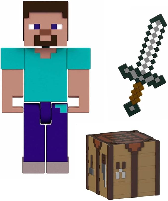 Mattel Minecraft Action Figure & Accessories 2-Pack with Steve in 3.25-inch Scale, Collectible Toy Set